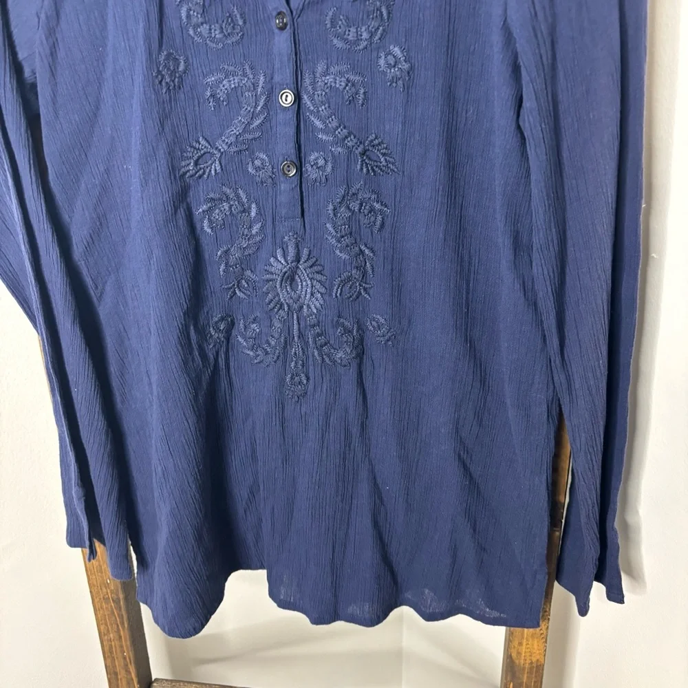 Lilly Pulitzer Navy Blue Embroidered Freya Women's Tunic Top Size S
